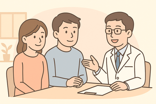 検査の説明を受ける夫婦